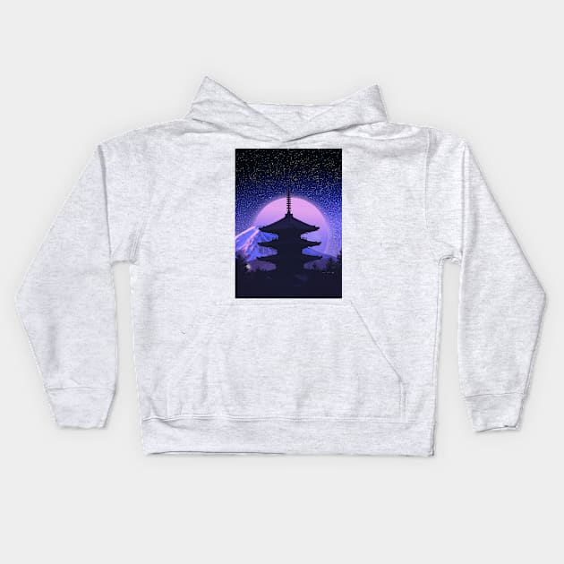 Fuji vaporwave Kids Hoodie by erdesign